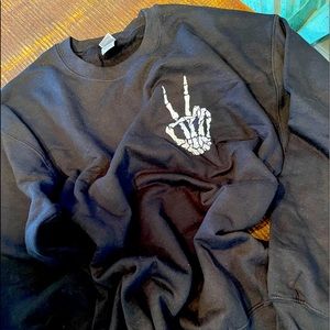 Black skull peace Halloween crew neck sweatshirt